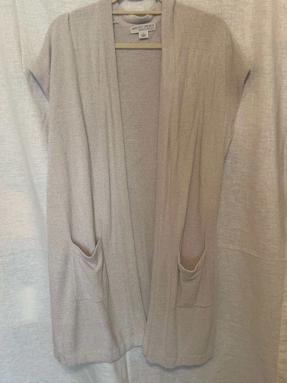 Barefoot Dreams Light Taupe Cozy  UltraLite Knit Vest/Duster in Taupe